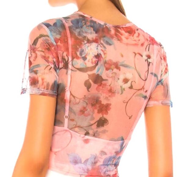 Superdown Simona Sheer Top in floral multi color NWOT Size Small - Picture 3 of 3
